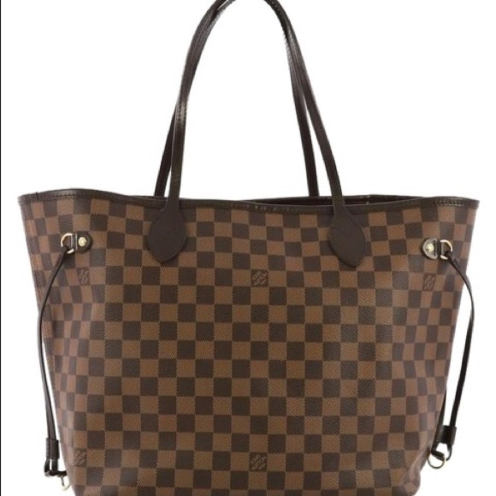 Louis Vuitton Neverfull MM Damier Ebène canvas.